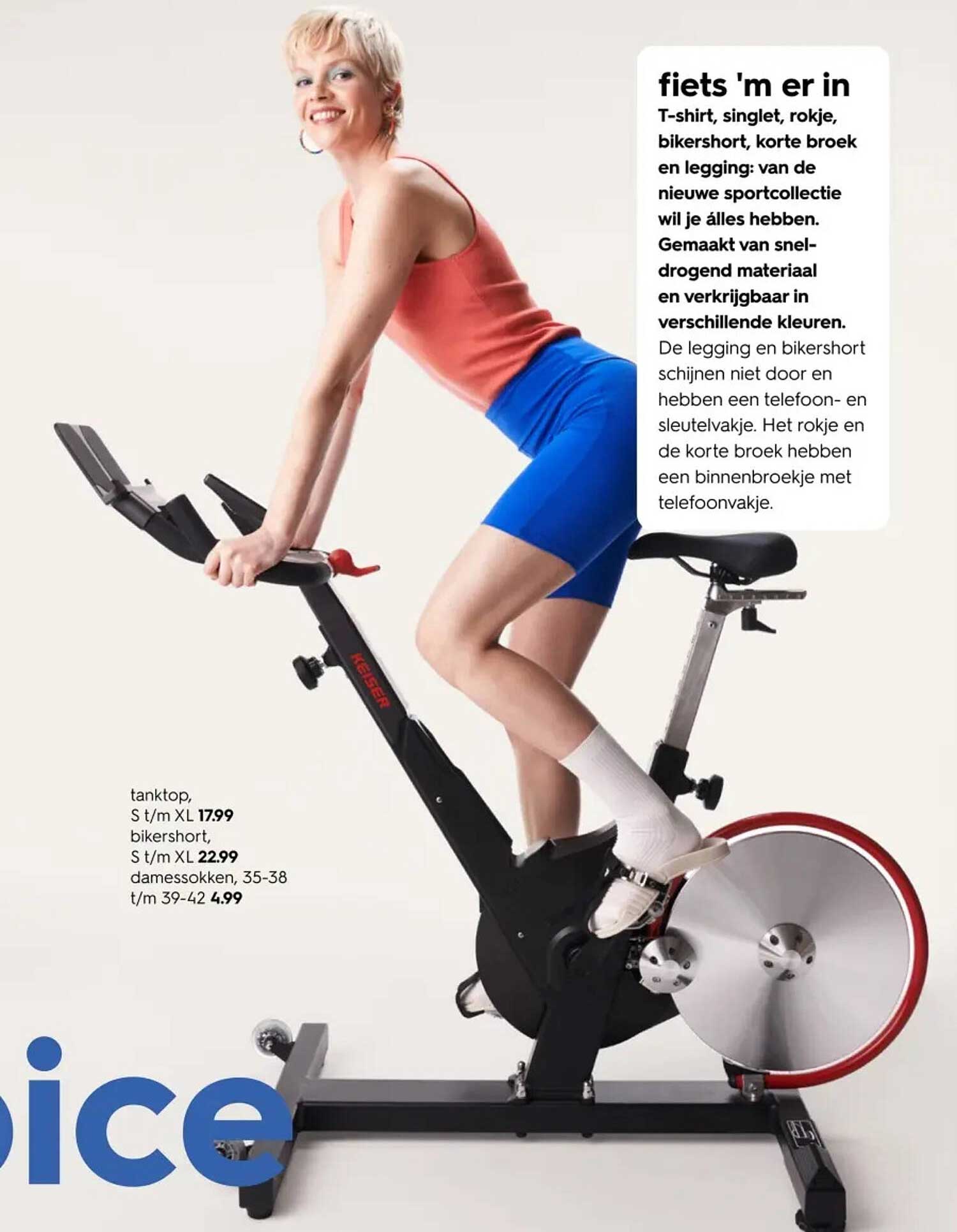 fiets 'm er in T-shirt, singlet, rokje, bikershort, korte broek en legging: van de nieuwe sportcollectie wil je alles hebben.