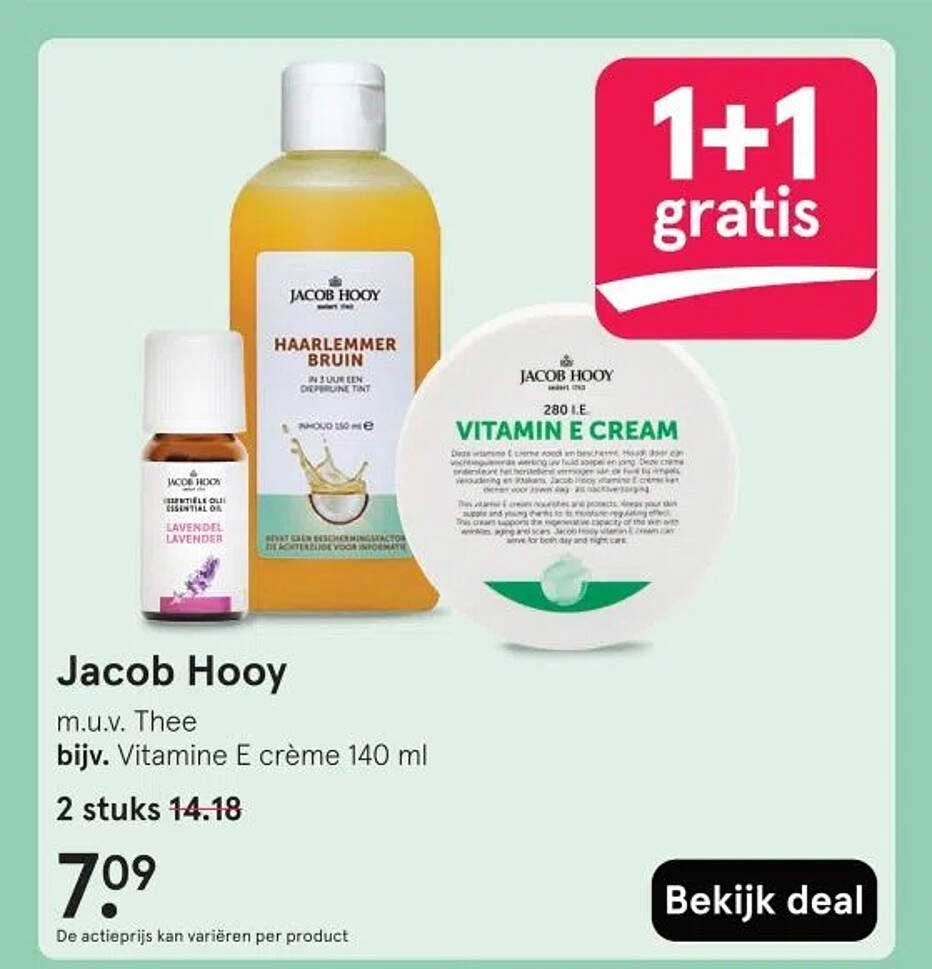 Jacob Hooy Haarlemmer Bruin en Vitamin E crème 140 ml - 1+1 gratis