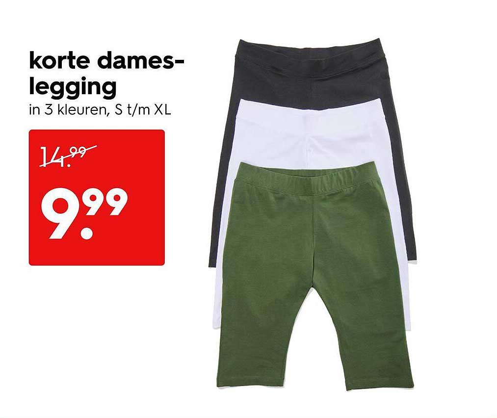 korte dameslegging in 3 kleuren, S t/m XL