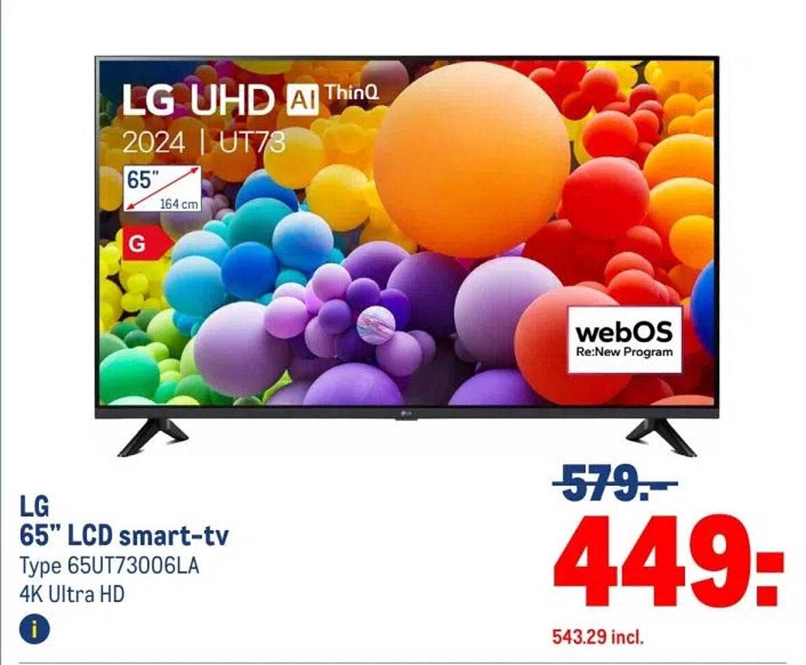 LG 65" LCD smart-tv Type 65UT73006LA 4K Ultra HD