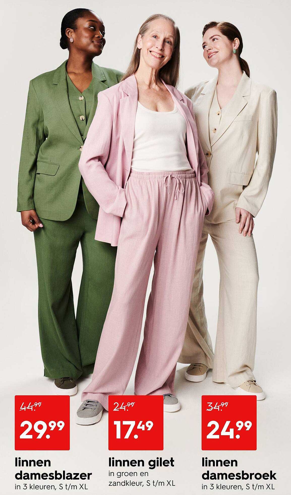 linnen damesblazer in 3 kleuren, S t/m XL
