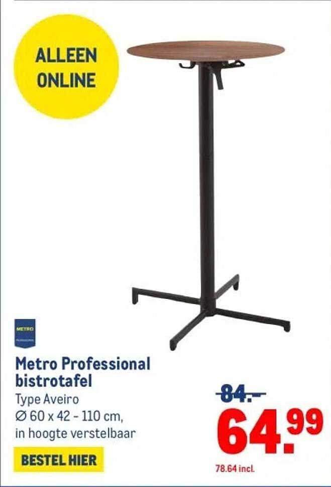 Metro Professional bistrotafel Type Aveiro Ø 60 x 42 - 110 cm, in hoogte verstelbaar