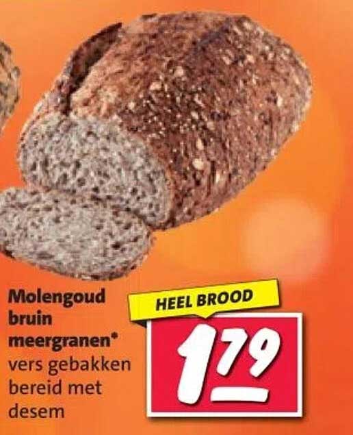 Molengoud bruin meergranen* vers gebakken bereid met desem