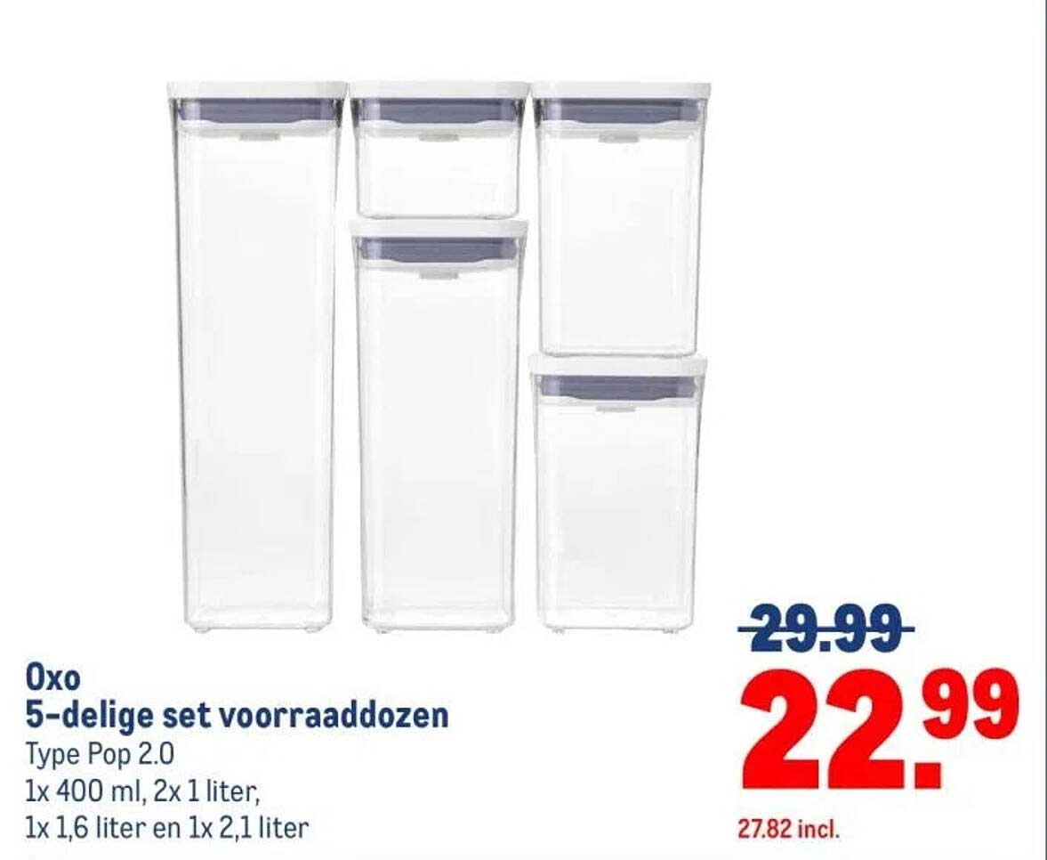 Oxo 5-delige set voorraaddozen
