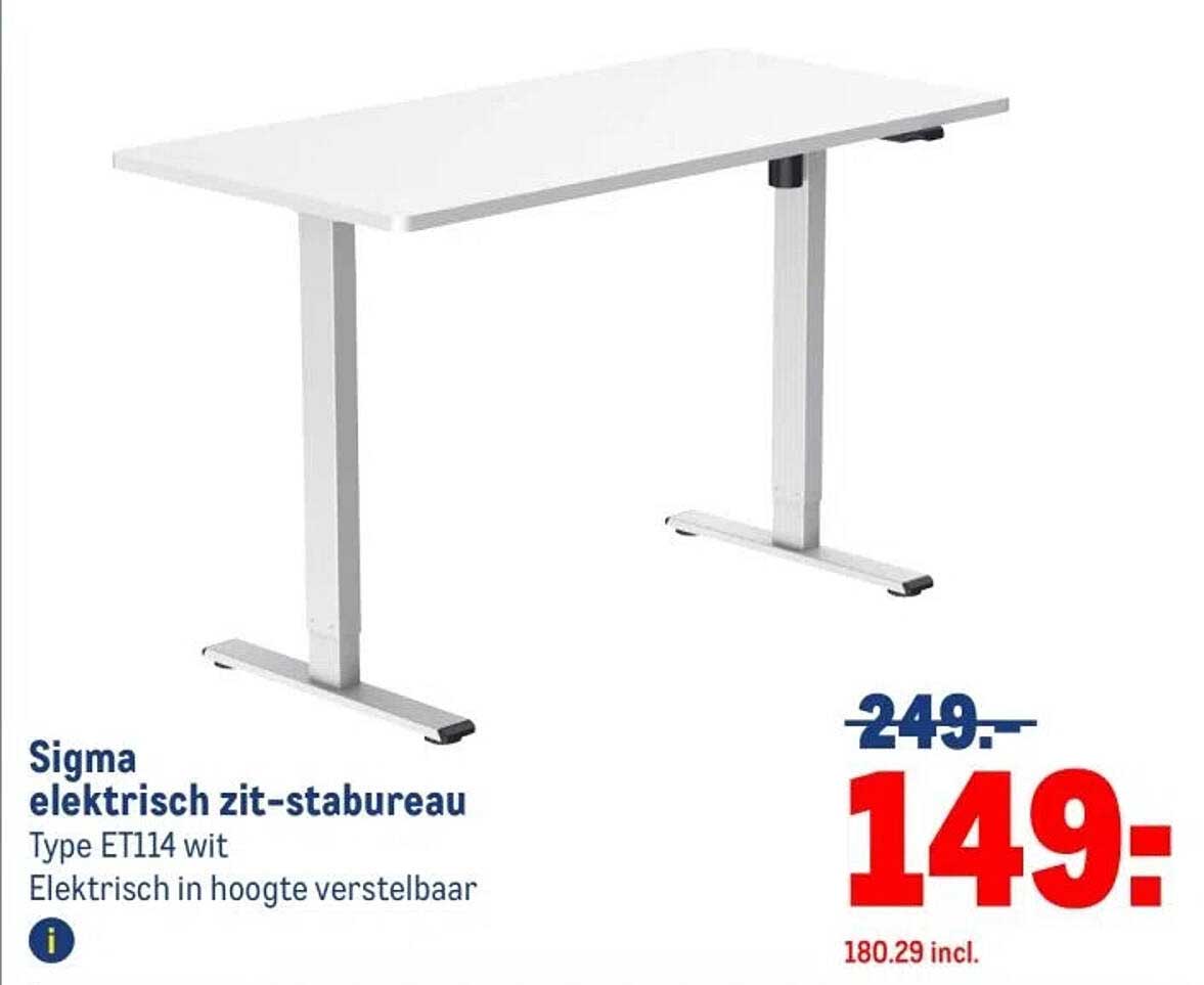 Sigma elektrisch zit-stabureau Type ET114 wit