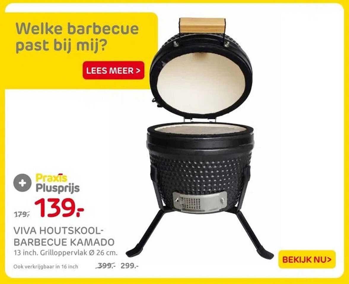 VIVA HOUTSKOOL-BARBECUE KAMADO 13 inch. Grilloppervlak Ø 26 cm.