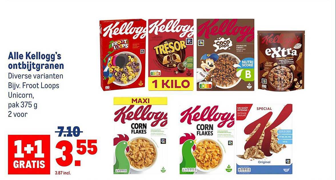 Alle Kellogg's ontbijtgranen