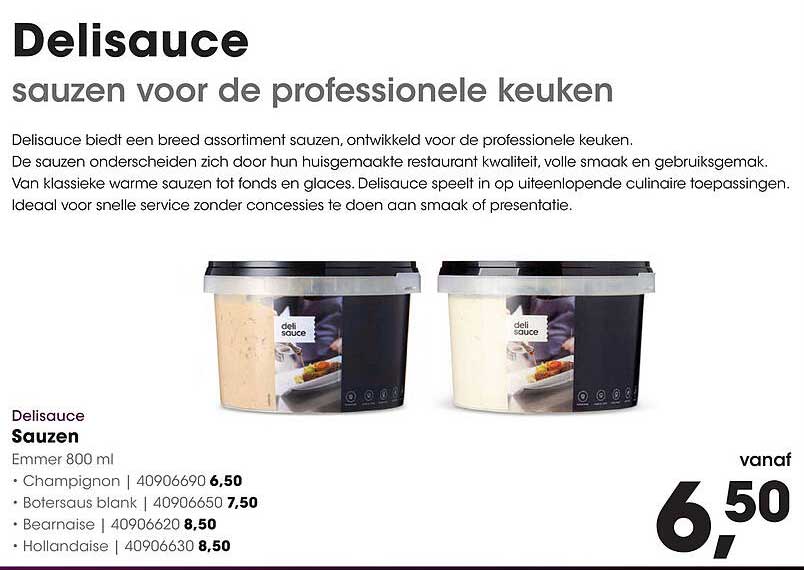 Delisauce sauzen voor de professionele keuken