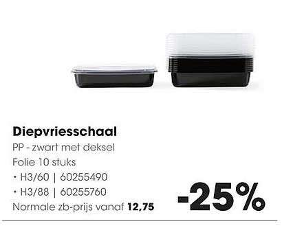 Diepvries schaal PP - zwart met deksel Folie 10 stuks