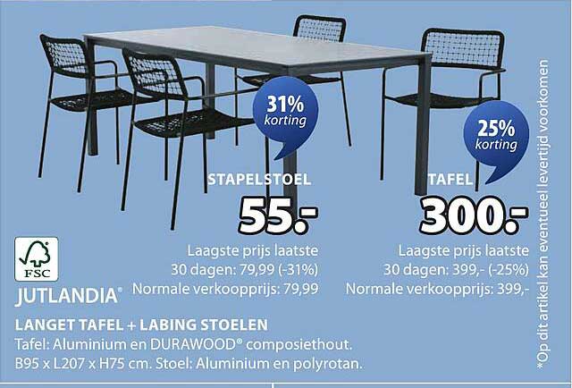 LANGET TAFFEL + LABING STOELEN