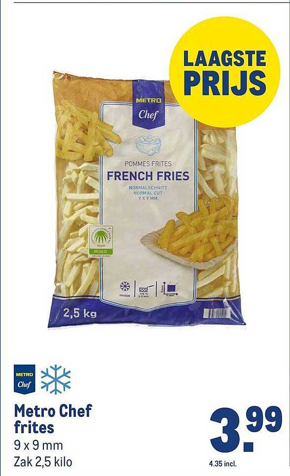 Metro Chef frites 9 x 9 mm Zak 2,5 kilo