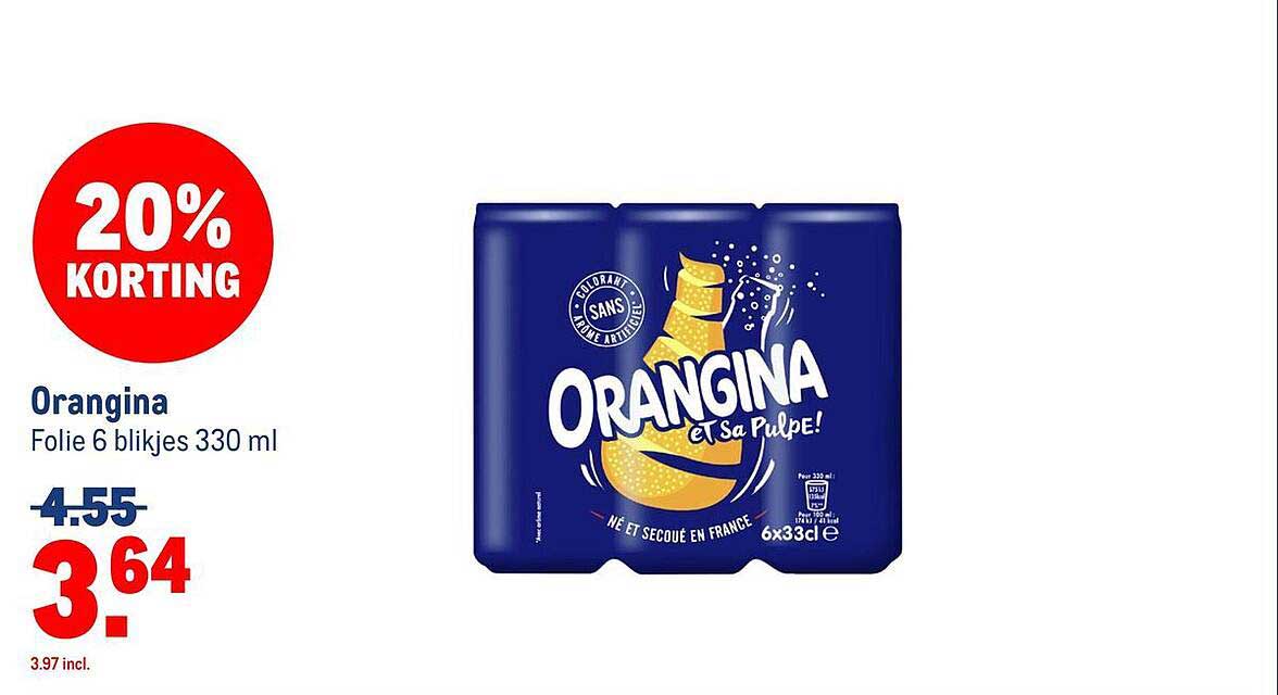 Orangina Folie 6 blikjes 330 ml