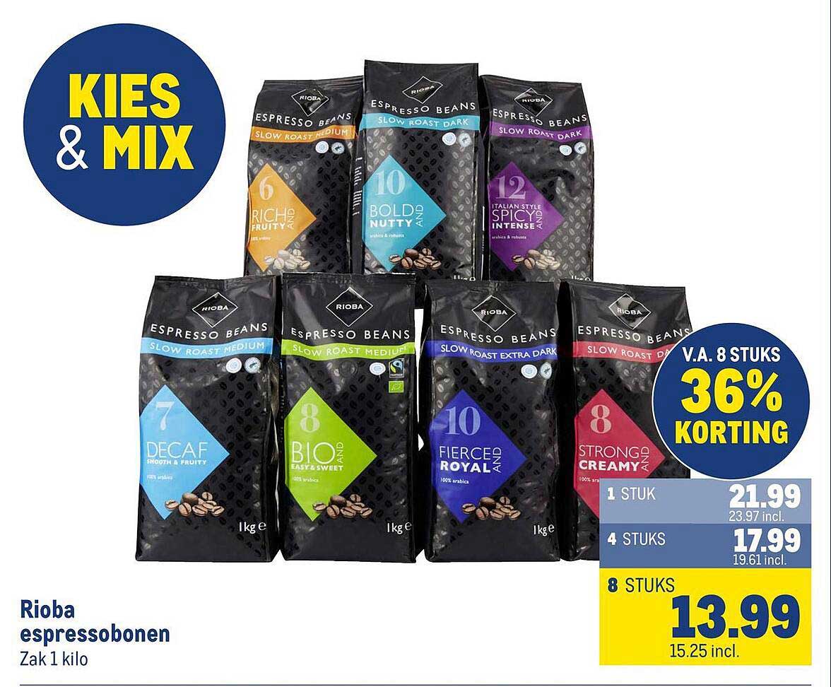 Rioba espressobonen Zak 1 kilo
