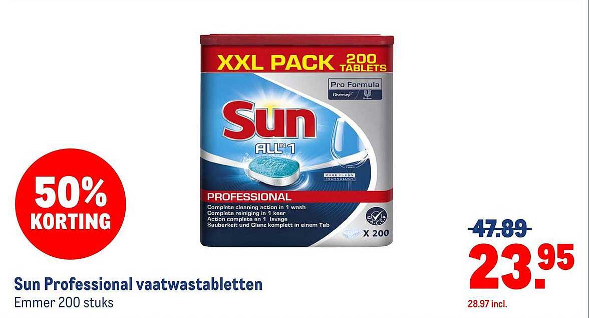 Sun Professional vaatwastabletten Emmer 200 stuks