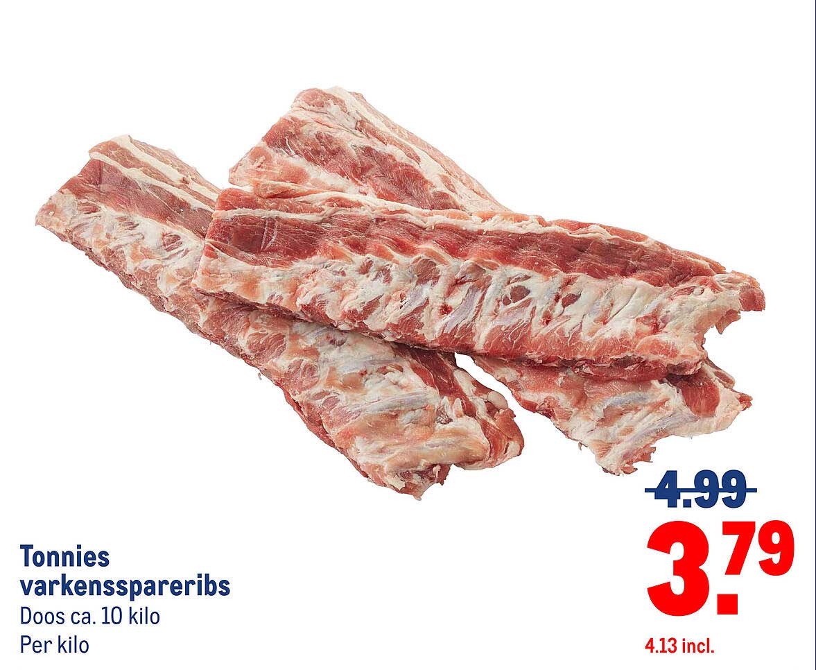 Tonnies varkensspareribs Doos ca. 10 kilo Per kilo