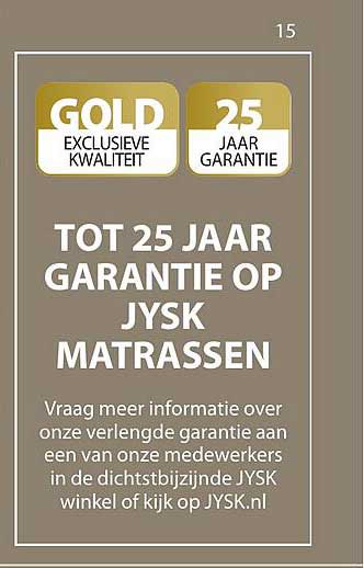 TOT 25 JAAR GARANTIE OP JYSK MATRASSEN