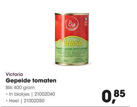 Victoria Gepelde tomaten Blik 400 gram