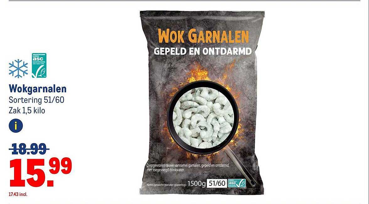 Wok Garnalen Gepeld en Ontdarmd 1,5 kilo