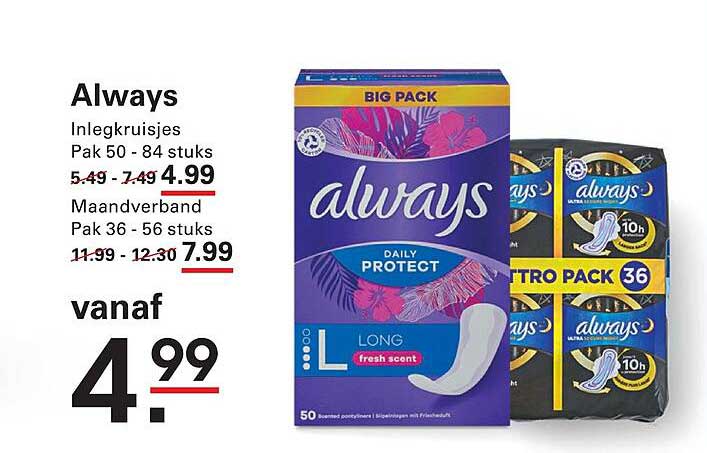 Always Inlegkruisjes Pak 50 - 84 stuks