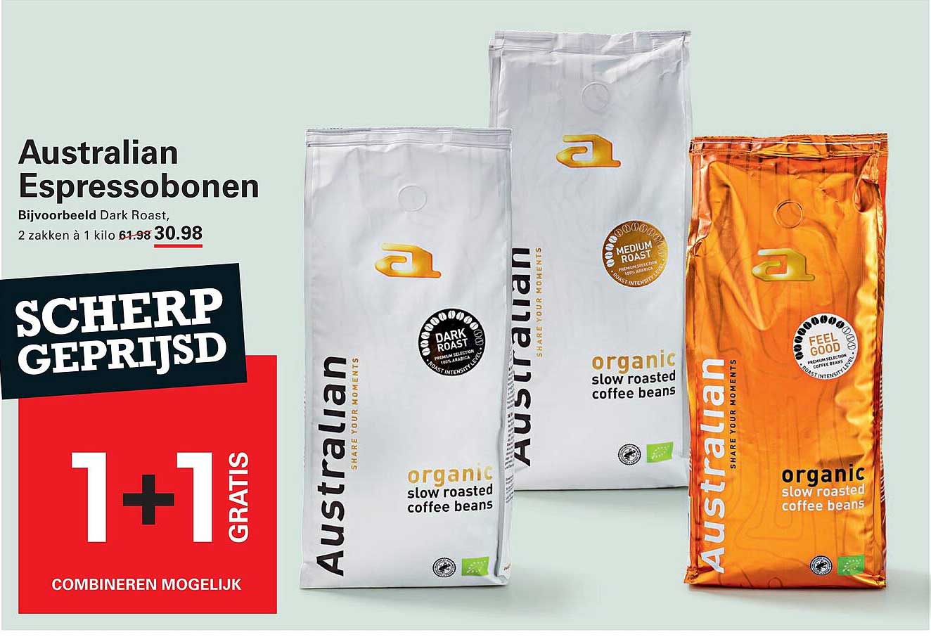 Australian Espressobonen 1+1 gratis