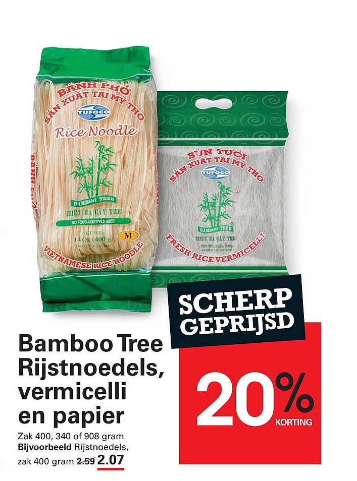 Bamboo Tree Rijstnoedels, vermicelli en papier 20% korting
