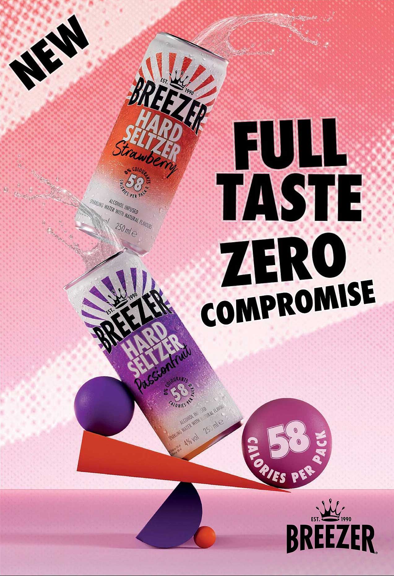 Breezer Hard Seltzer Strawberry & Passionfruit 58 calorieën per pack