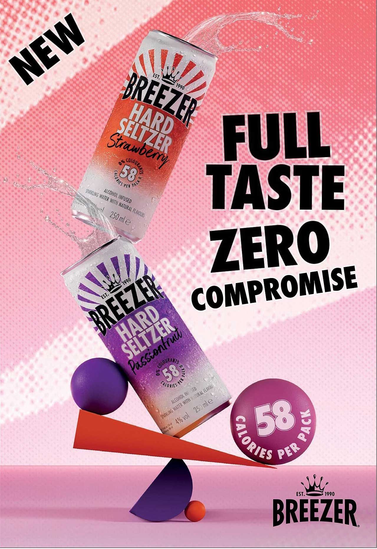 Breezer Hard Seltzer Strawberry / Passionfruit 58 calories per pack