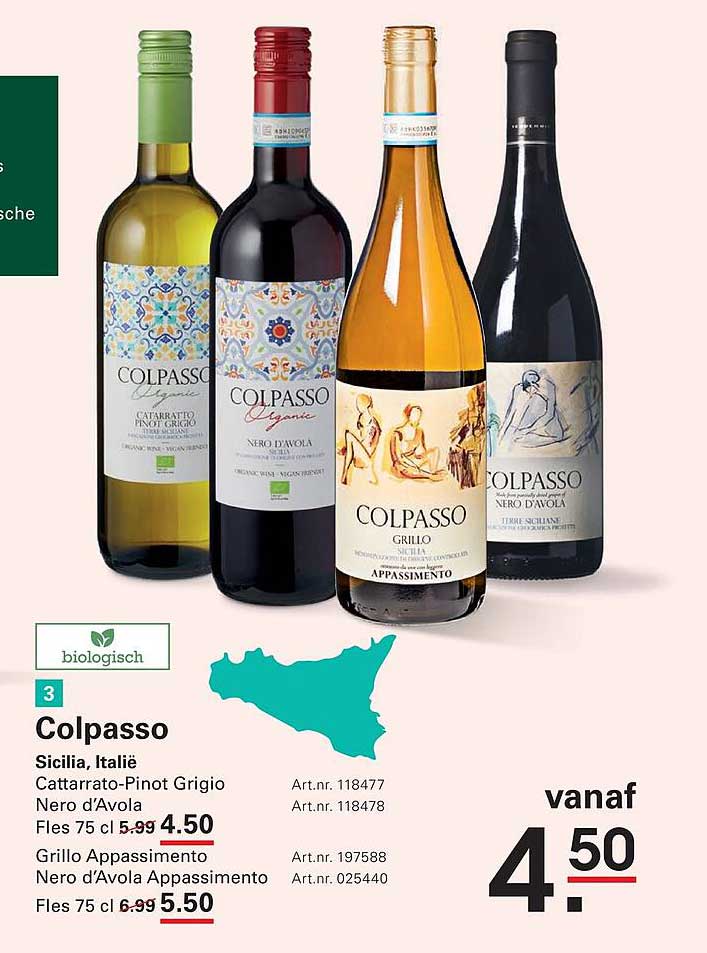 Colpasso Sicilia, Italië Cattarrato-Pinot Grigio Nero d'Avola Fles 75 cl