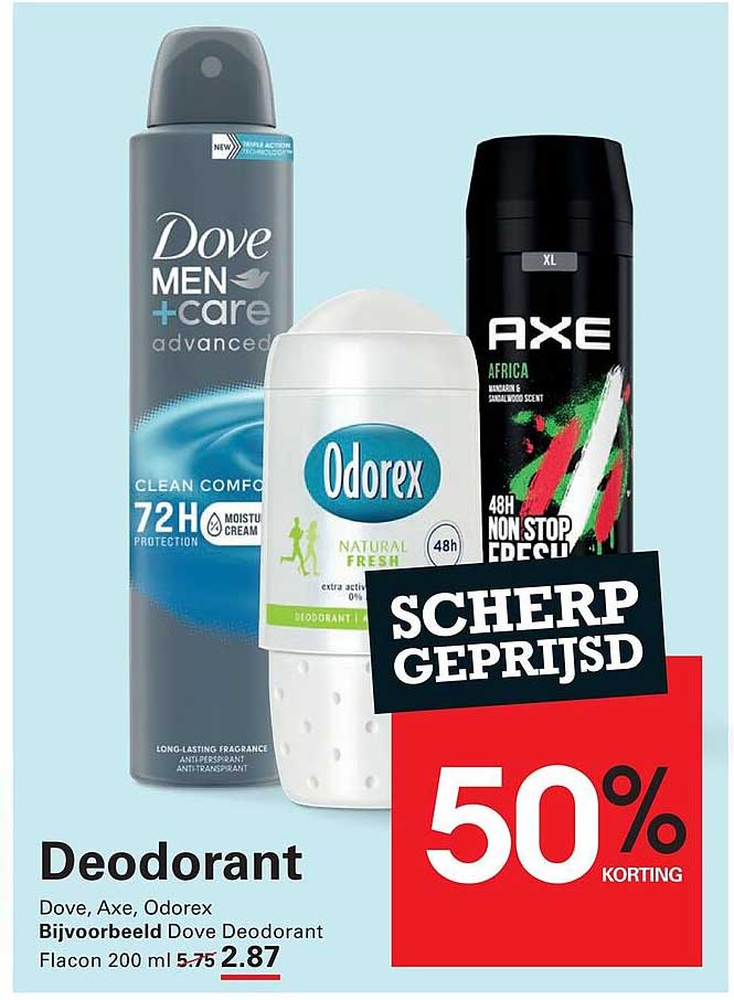 Deodorant Dove, Axe, Odorex Bijvoorbeeld Dove Deodorant