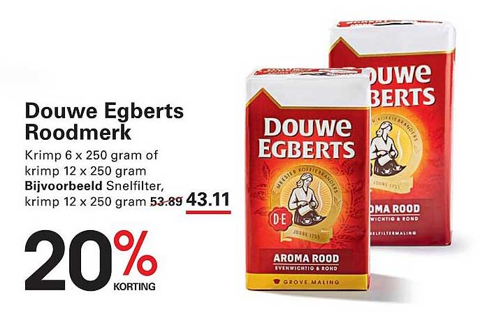 Douwe Egberts Roodmerk 20% korting