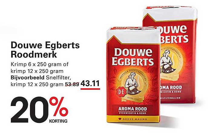 Douwe Egberts Roodmerk 20% korting
