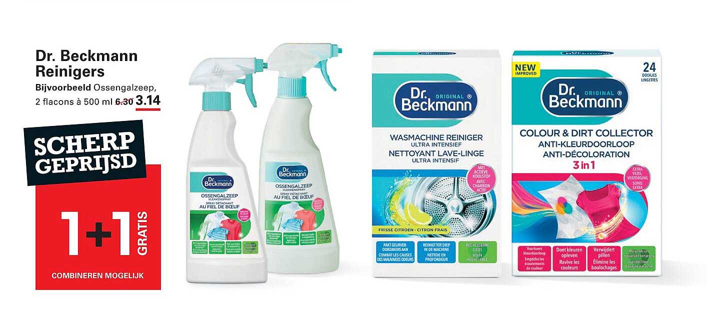 Dr. Beckmann Reinigers Bijvoorbeeld Ossengalzeep, 2 flacons à 500 ml 1+1 GRATIS