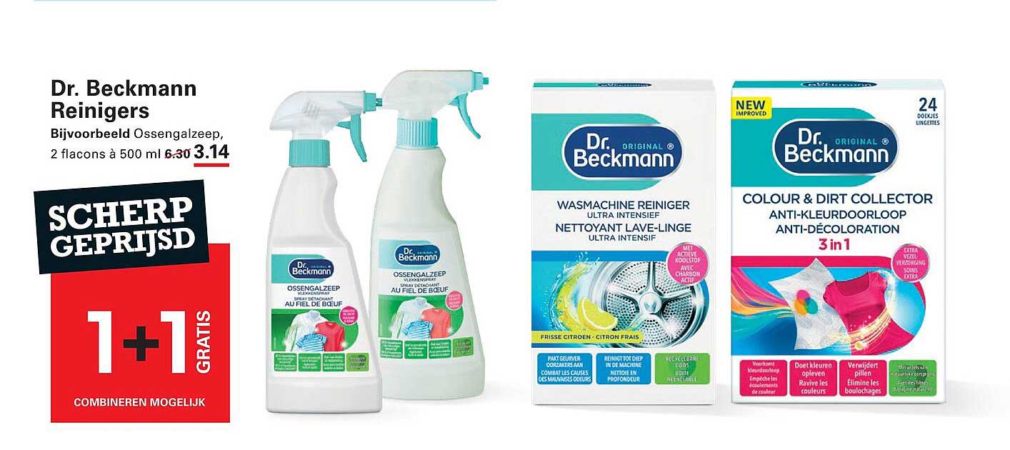 Dr. Beckmann Reinigers Bijvoorbeeld Ossengalzeep, 2 flacons à 500 ml 1+1 gratis