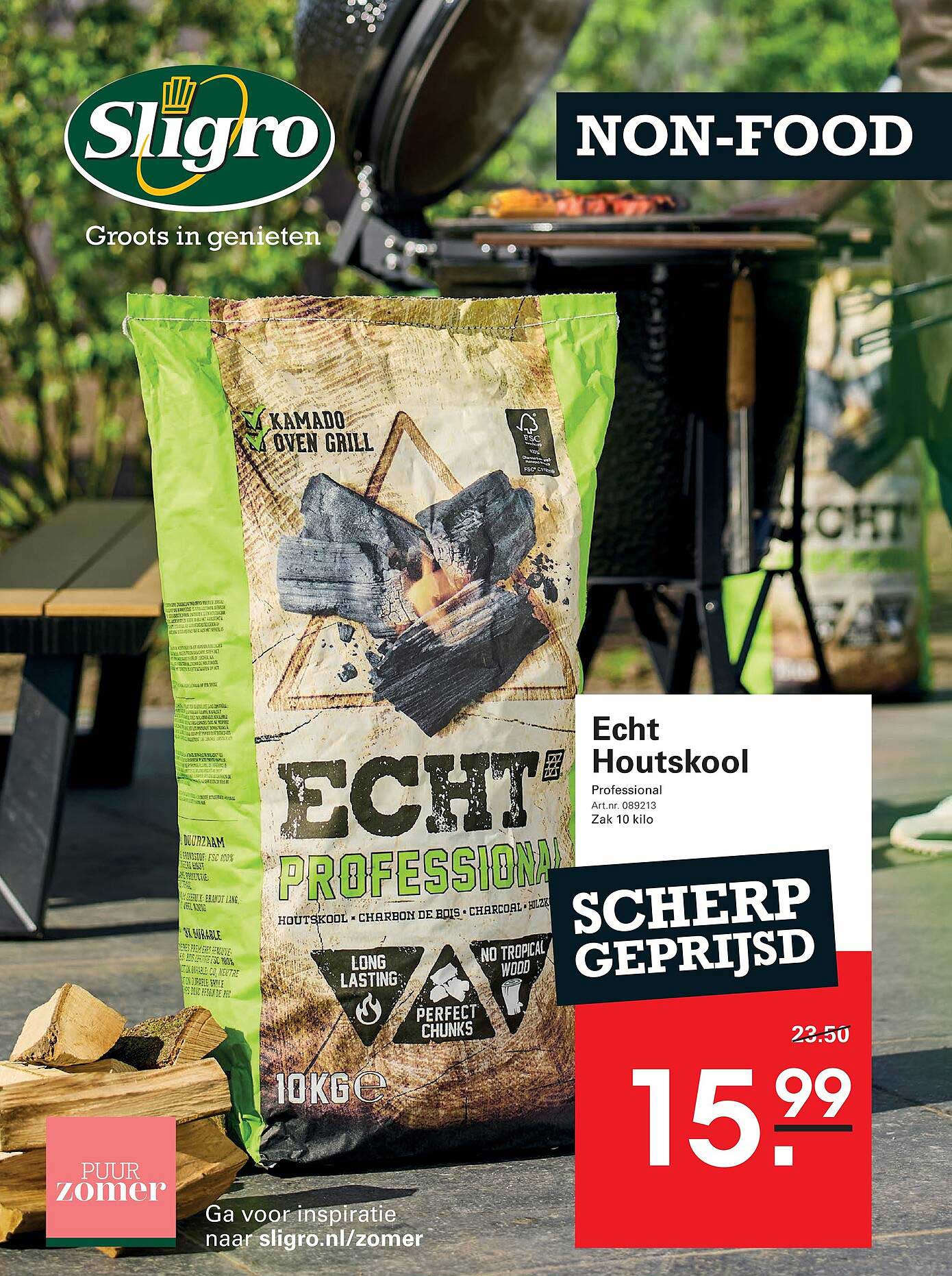Echt Houtskool Professional Zak 10 kilo SCHERP GEPRIJSD