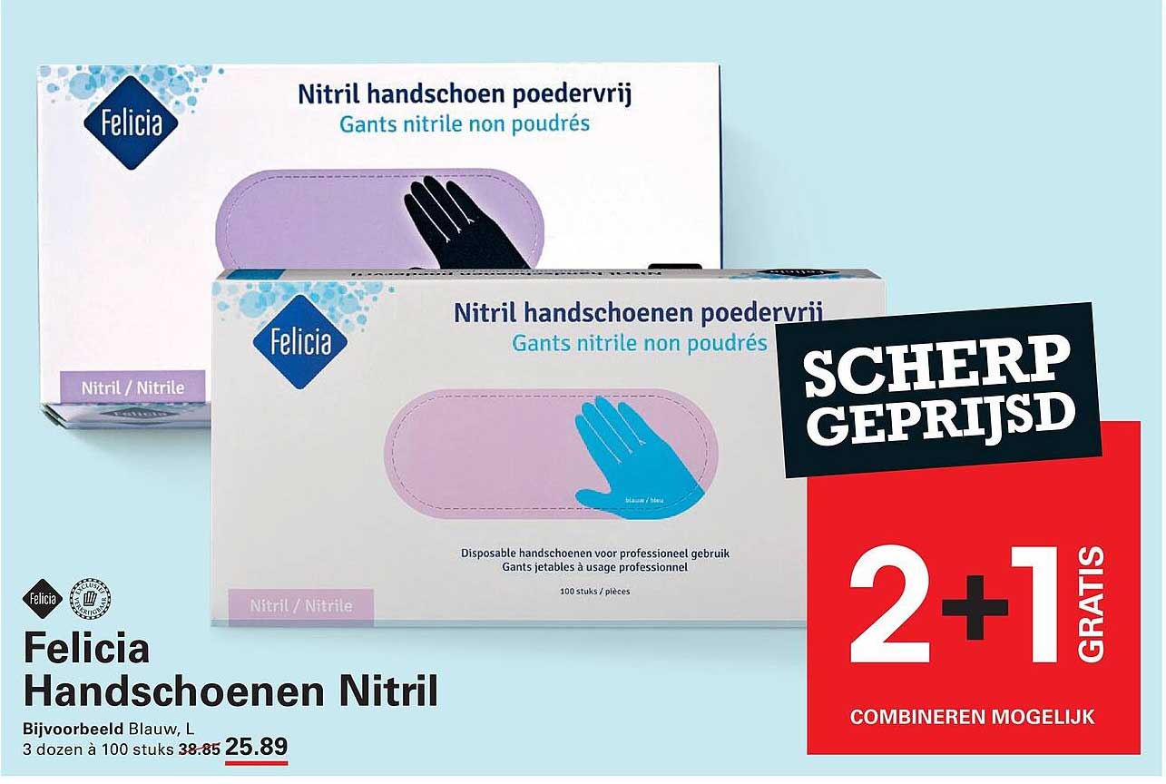Felicia Handschoenen Nitril 2+1 gratis