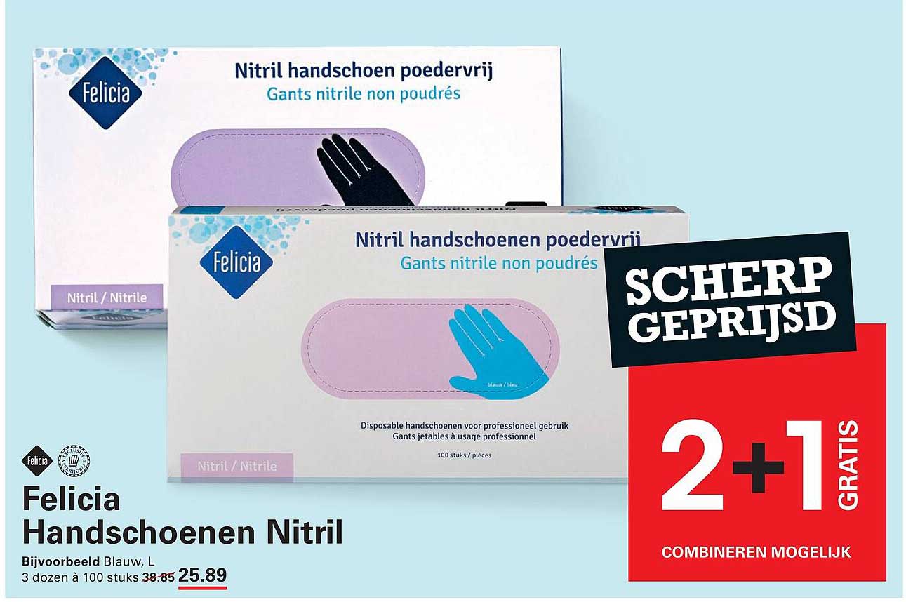 Felicia Handschoenen Nitril 2+1 gratis
