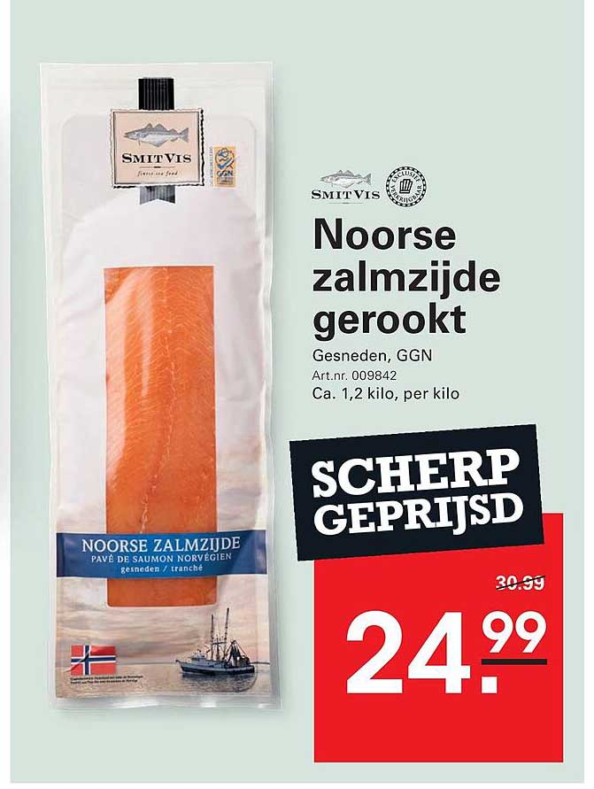 Noorse zalmzijde gerookt