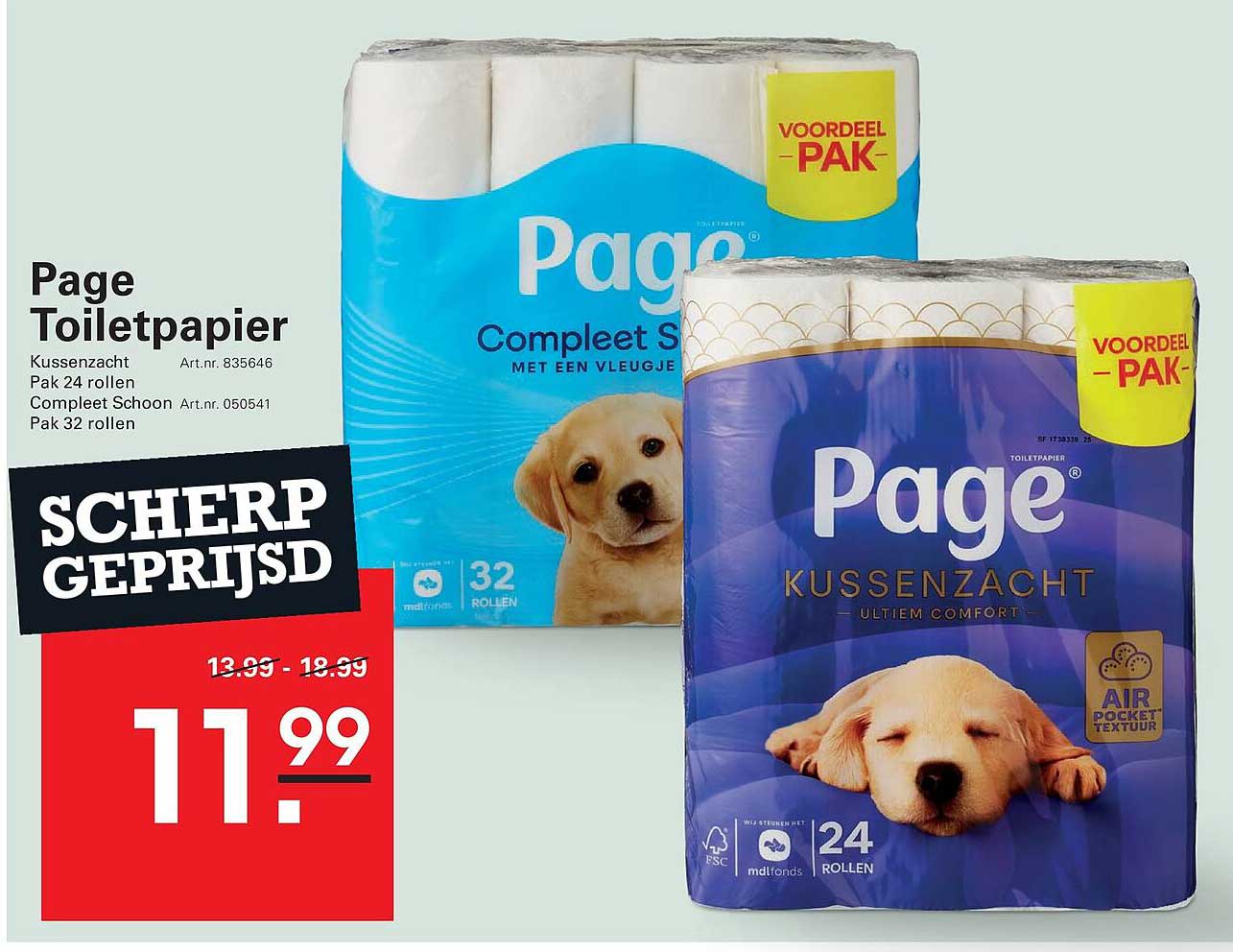 Page Toiletpapier Kussenzacht Pak 24 rollen Compleet Schoon Pak 32 rollen SCHERP GEPRIJSD