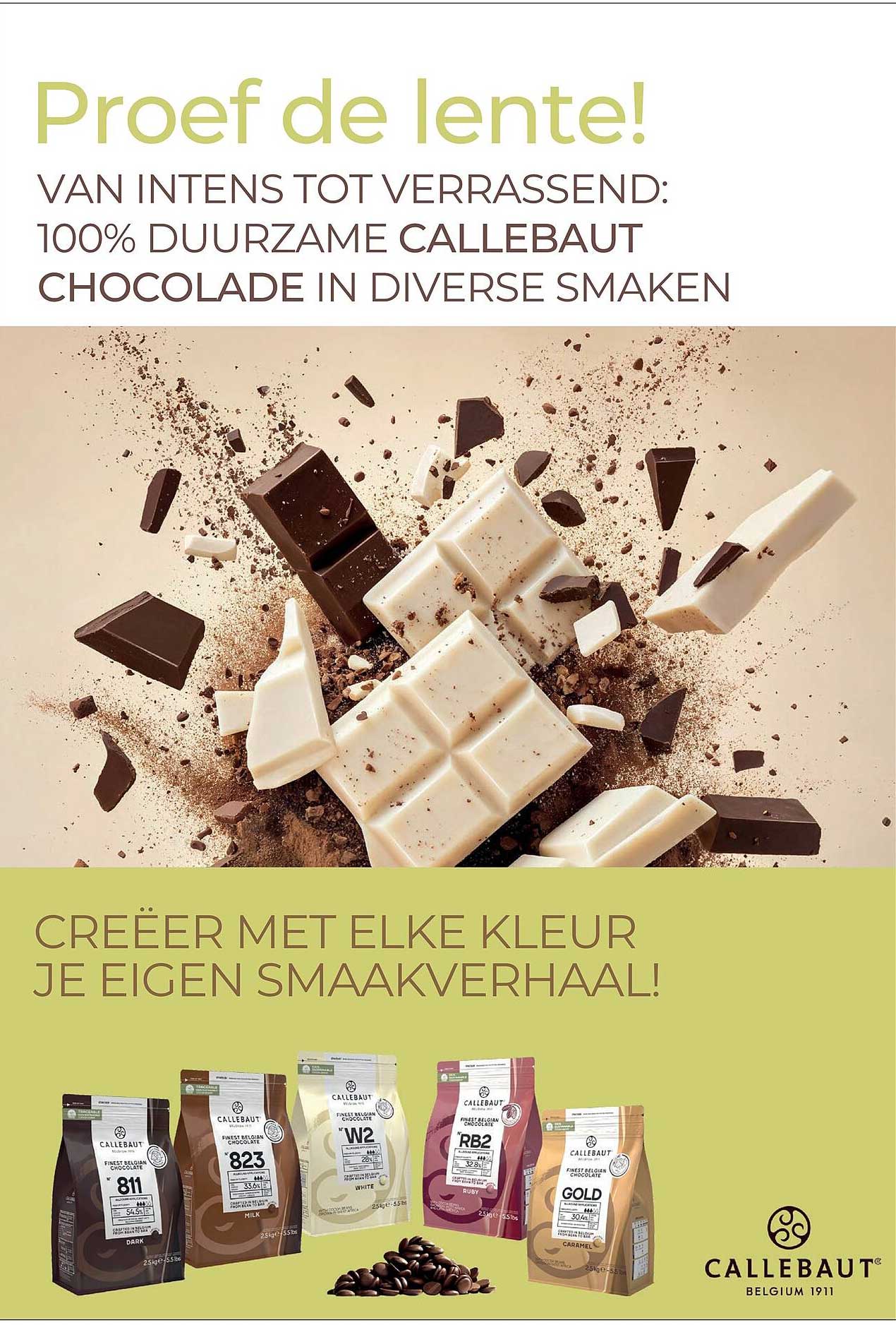 Proef de lente! VAN INTENS TOT VERRASSEND: 100% DUURZAME CALLEBAUT CHOCOLADE IN DIVERSE SMAKEN