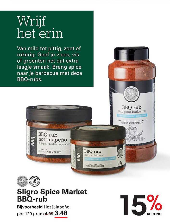 Sligro Spice Market BBQ-rub 15% korting