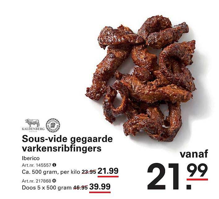Sous-vide gegaarde varkensribfingers Iberico