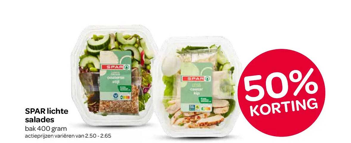SPAR lichte salades bak 400 gram 50% KORTING