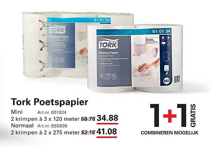 Tork Poetspapier 1+1 GRATIS COMBINEREN MOGELIJK