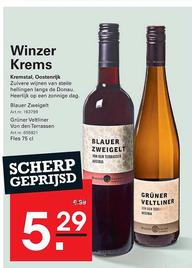 Winzer Krems Blauer Zweigelt / Grüner Veltliner Von den Terrassen 75 cl SCHERP GEPRIJSD
