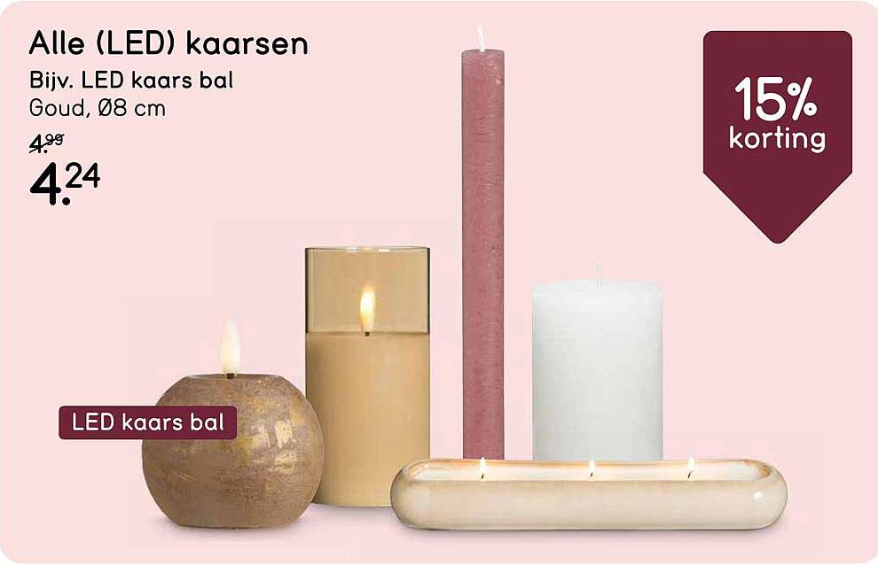 Alle (LED) kaarsen Bijv. LED kaars bal Goud, Ø8 cm