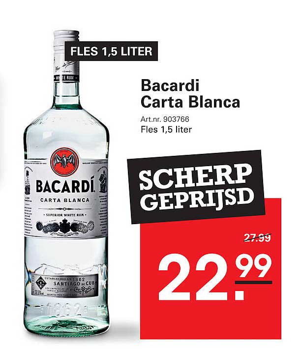 Bacardi Carta Blanca Fles 1,5 liter