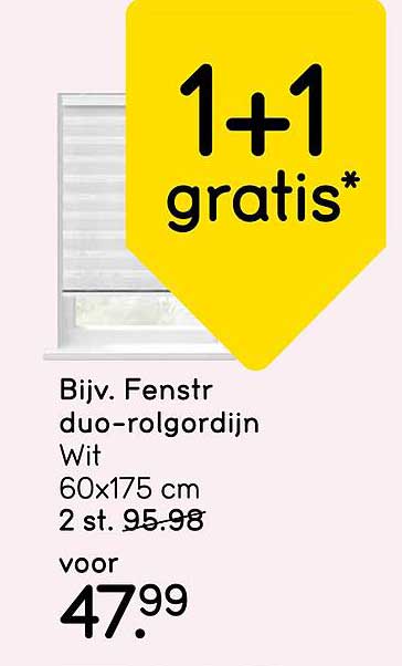 Bijv. Fenstr duo-rolgordijn Wit 60x175 cm 2 st. 95.98 voor 47.99
