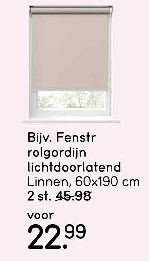 Bijv. Fenstr rolgordijn lichtdoorlatend Linnen, 60x190 cm 2 st.
