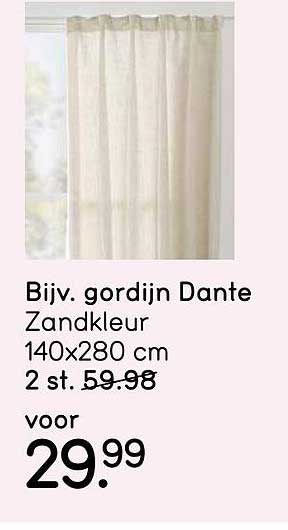 Bijv. gordijn Dante Zandkleur 140x280 cm 2 st. 59.98