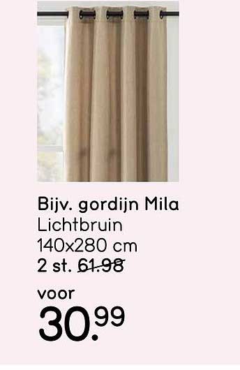Bijv. gordijn Mila Lichtbruin 140x280 cm 2 st.